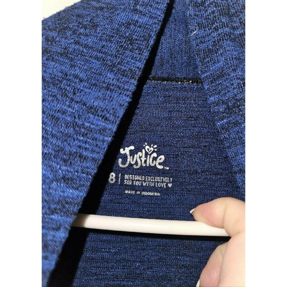 Justice Blue Lace Hem Open Front Cardigan Sweater 8 - Picture 2 of 4